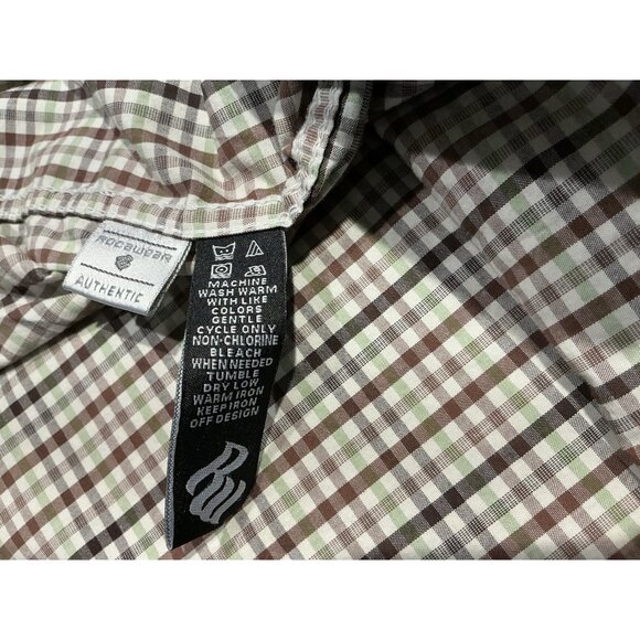 Rocawear Button Up 2XL Mens Brown Green White Embroidered Logo - Picture 9 of 10
